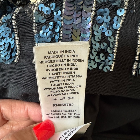 Adrianna Papell Black and Silver Sequin Long Sleeve Sheath Dress - Picture 4 of 5